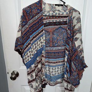 Tribal Print Lightweight Cardigan Wrap Top/Blouse - size small